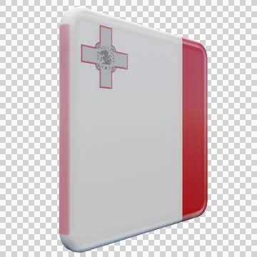 Malta 3d illustration flag on pole. Wood flagpole Stock Illustration