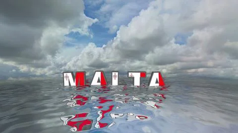Malta 3d illustration floating on water vacation concept. Stock Illustration