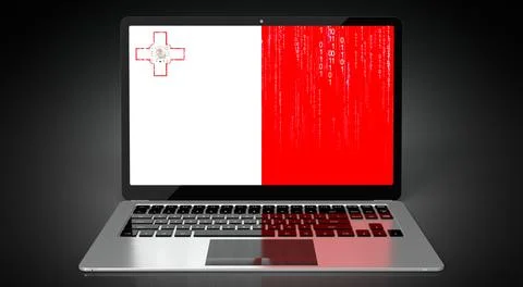 Malta - country flag and binary code on laptop screen Stock Illustration