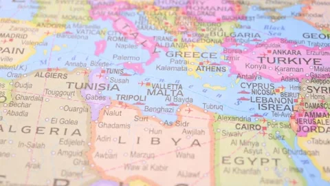 Malta Defocus to Focus Horizontal World Map 5.4K Stock Footage Stock Footage 330209560