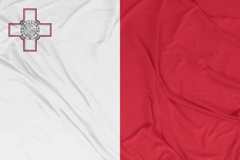 Malta Dynamic Flag Motion with Intense Wind Waves Stock Photos