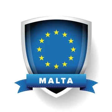 Malta - EU member flag vector shield Stock Illustration