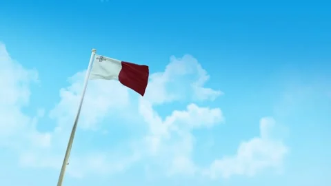 Malta Flag 3D Render Animation with Fighter Jets Formation in Blue Sky Video stock 333246121