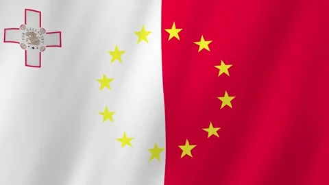 Malta Flag and EU Flag 4K Video. Flags of Malta and the European Union video Stock Footage 255057221