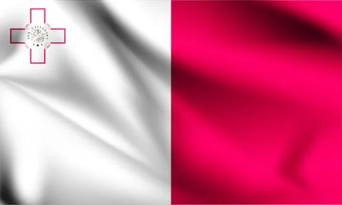 Malta flag blowing in the wind. part of a series. Malta waving flag. Stock Illustration