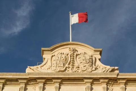 Malta flag in blu sky 스톡 사진