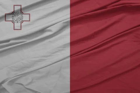 Malta Flag cloth moving in the soft wind Foto stock