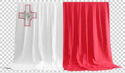 Malta Flag Curtain in 3D Rendering Showcasing Malta's Natural Beauty Stock Illustration