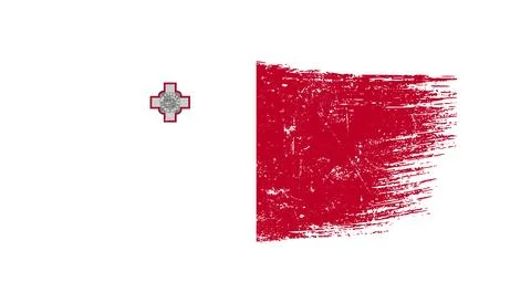 Malta Flag Designed in Brush Strokes and Grunge Texture Stock Illustration