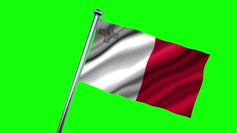 Malta flag on a flagpole waving in the wind Stock Footage 140594113