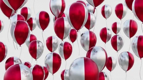Malta Flag On The Flying Balloons With Background Stockbeeldmateriaal 314668753