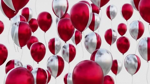 Malta Flag On The Flying Balloons Stock Footage 314669009