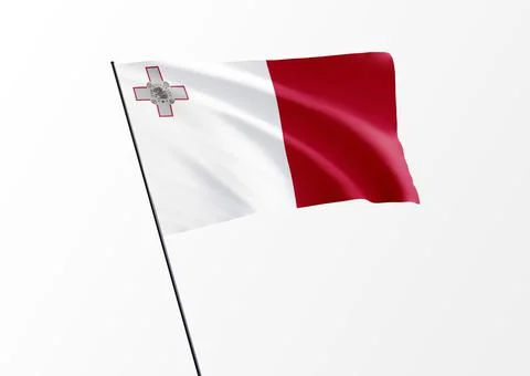Malta flag flying high in the isolated background Malta independence day Stock Illustration