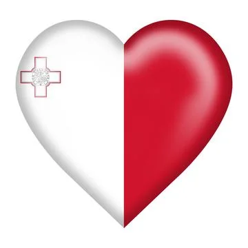 Malta flag heart button with clipping path Stock Illustration