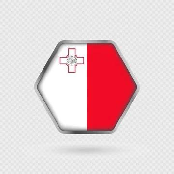 Malta flag in a hexagon frame. Stock Illustration