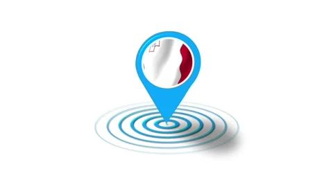 Malta flag icon 3d GPS location tracking animation in white background Stock Footage 264957270