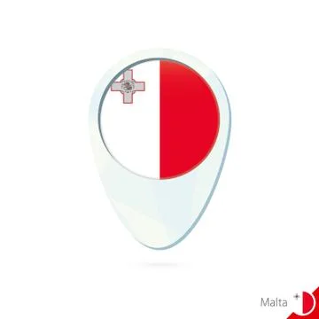 Malta flag location map pin icon on white background. Stock Illustration
