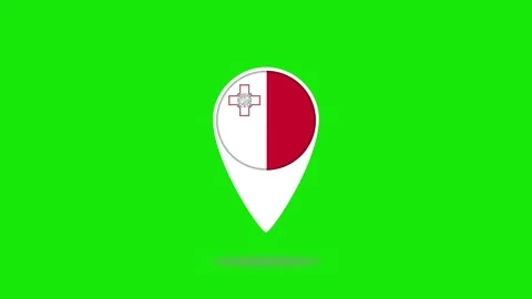 Malta flag location pin appearing on green screen background Stock Footage 325042833