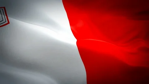 Malta flag Motion Loop video waving in wind. Realistic Maltese Flag background Stock Footage 106724319
