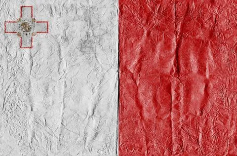 Malta flag on a paper in close-up Illustrazione stock