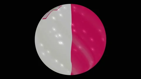 Malta flag in a round ball rotates. Flicker and shine. Animation loop Stock Footage 145857874