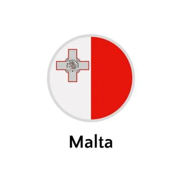 Malta flag round flat icon Stock Illustration