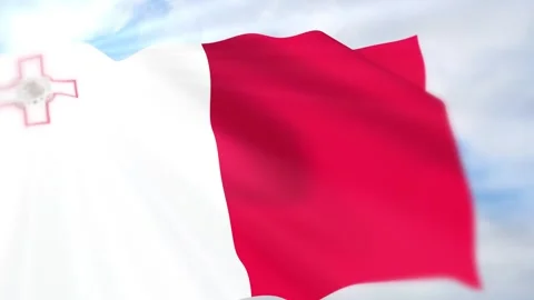 Malta Flag Seamless Loop 4k 60fps on Sky Background Stock Footage 340617771