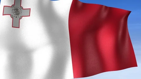 Malta Flag - Set of 3 Angles with Masks [3WaveSeries] Stock Footage 106045655