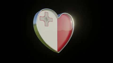 Malta Flag in the Shape of 3D Heart. Stock Footage 133767360