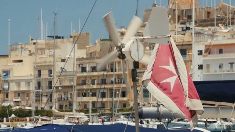 Malta flag on a ship Stock Footage