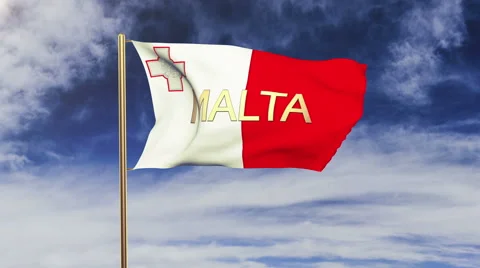 Malta flag with title waving in the wind. Looping sun rises style.  Animation Stock-Footage 48330044