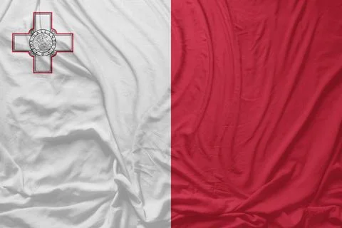 Malta Flag Waves in Mild Wind CloseUp Foto stock