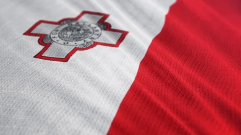 Malta flag is waving 3D animation.  Stock Footage 100635151