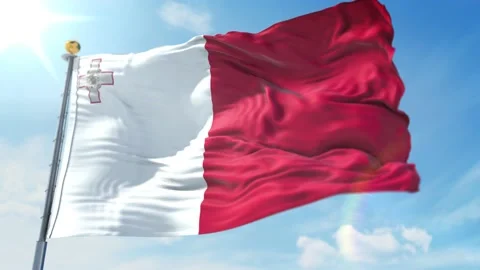 MALTA FLAG WITH WAVING AND LOOPING ANIMATION Stock Footage 131302819