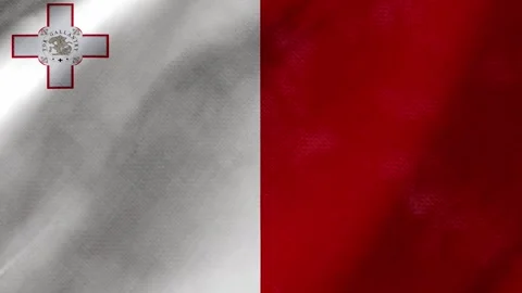 Malta flag waving background with real fabric texture Stockbeeldmateriaal 291916921
