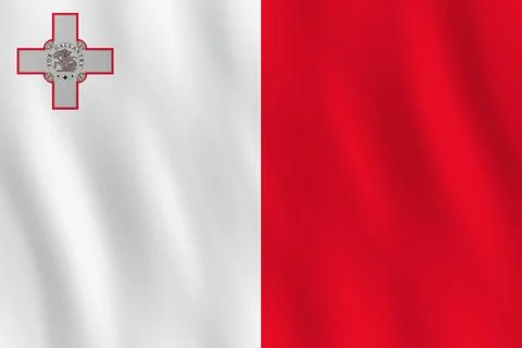 Malta flag with waving effect, official proportion. Stock Illustration
