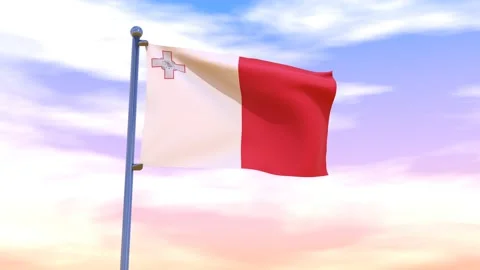 Malta Flag waving in the high wind Video stock 154711699