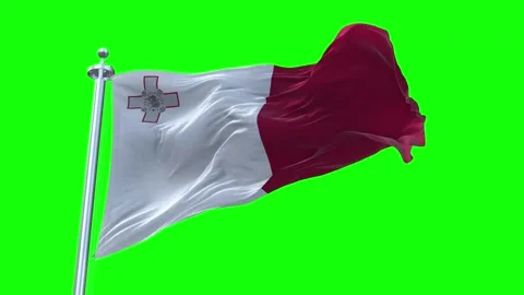 Malta Flag Waving in Loopable and Textured green screen background Stock Footage 296876954