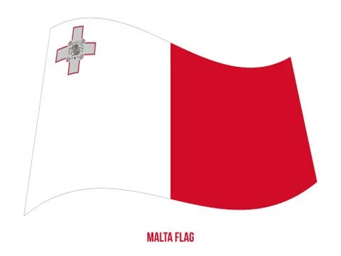 Malta Flag Waving Vector Illustration on White Background. Malta National Fla Stock Illustration