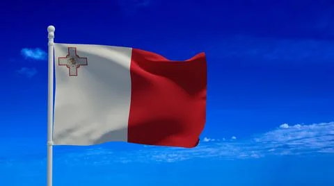 Malta flag, waving in the wind - 3d rendering illustration 스톡 일러스트