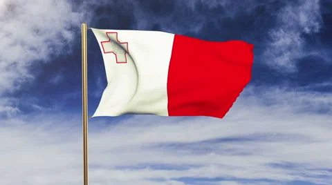 Malta flag waving in the wind. Green screen, alpha matte. Loopable animation Video stock 48330003