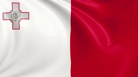 Malta flag waving in the wind with high quality texture in 4K Vídeo Stock 130829840