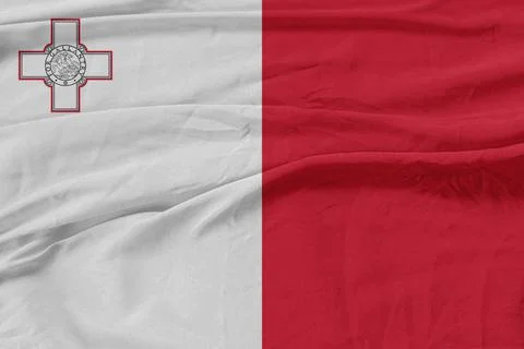 Malta Flag Wind Waves Fabric in Breeze Stock Photos