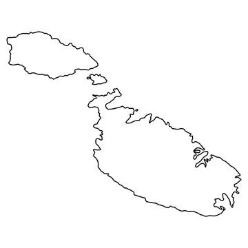 Malta Gozo Comino outline map Mediterranean Europe island geography Stock Illustration