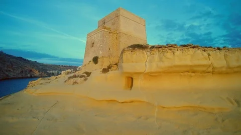 Malta Gozo Tower pan Stock Footage 107610158