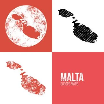 Malta Grunge Retro Map Stock Illustration