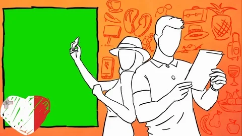 Malta - Hand-drawn - Couple visiting - Illustration Stock Footage 90626832