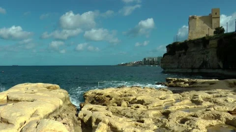 Malta, historic Wignacourt Tower, St Paul’s Bay Stock Footage 59755201