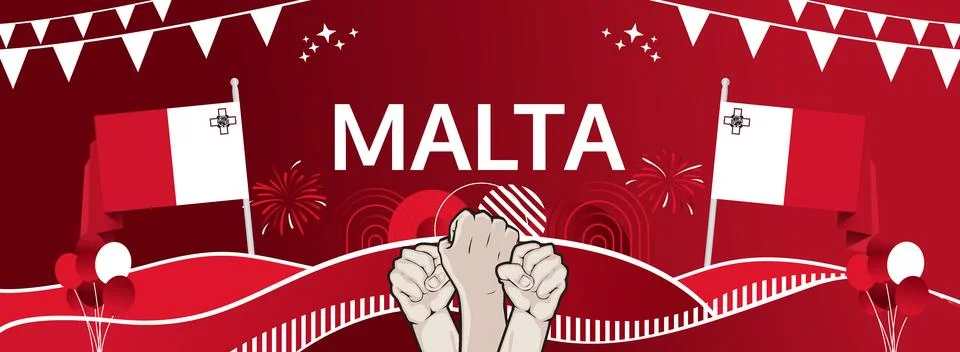Malta Independence Day modern greeting banner. 21 September Happy National .. Stock Illustration