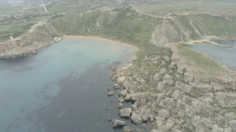 Malta ISland Clay Cliffs Big Rock Paralax shot Stock-Footage 130812922
